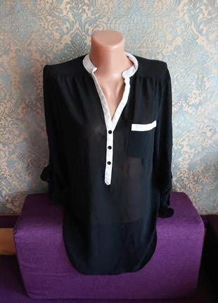 Черная летняя блуза блузка блузочка размер 44/46