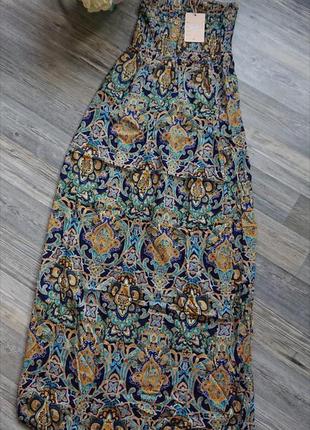 Летнее женское платье макси длинный сарафан натуральная ткань ...