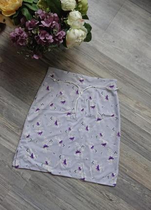 Красивая нежная лиловая юбка в цветочки р.s/xs