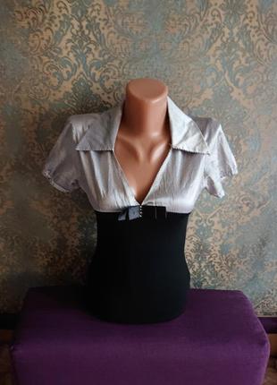 Женская футболка с воротничком блузка блузочка блуза офис стил...