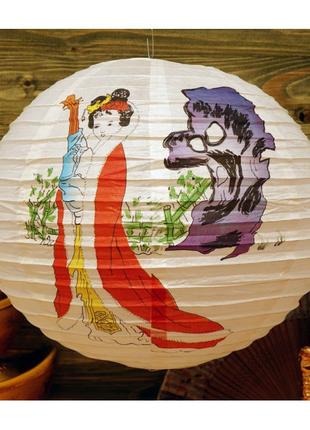 Фонарь бумажный шар "Гейша" цветной (d = 39 см)