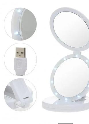 Зеркало для макияжа LED MIRROR W0-29 круглое. Зеркало складное...