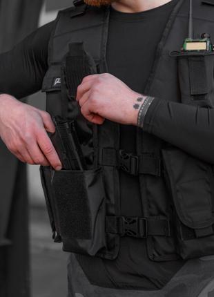 Жилет розвантажувальний чорний, тактичне розвантаження РПС на ...