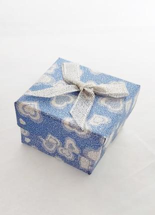 Коробка Подарочная с бантиком Сердечки Голубая 5 см х 5 см / К...