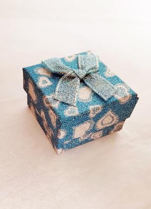 Коробка Подарочная с бантиком Сердечки Синяя 5 см х 5 см / Кор...