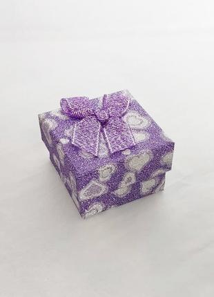 Коробка Подарочная с бантиком Сердечки Фиолетовая 5 см х 5 см ...