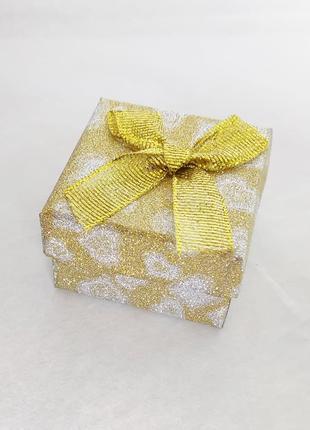 Коробка Подарочная с бантиком Сердечки Желтая 5 см х 5 см / Ко...