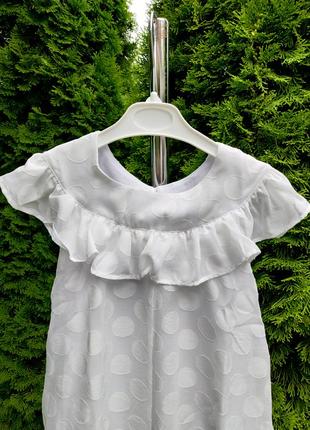 Платье шифоновое 10690113 белое в горошек легкое с подкладом