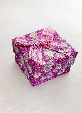 Коробка Подарочная с бантиком Сердечки Розовая 5 см х 5 см / К...