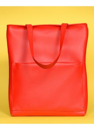 Женская сумка шоппер из экокожи Sambag Shopper красная