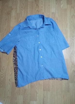 Рубашка под джинс леопард блуза