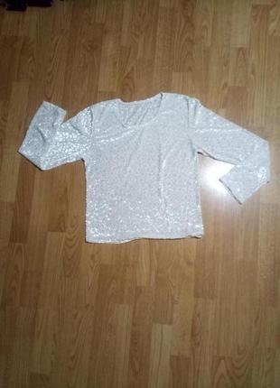 Белая кофта блуза ажур   s/м логслив полупрозрачная