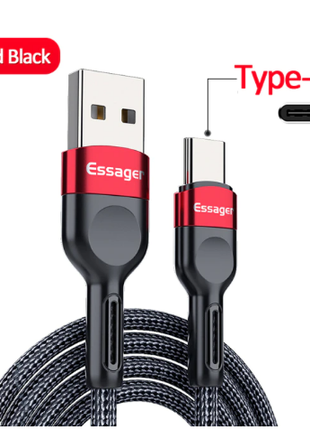 Essager USB Type C Nylon кабель быстрой зарядки QC3.0 5V/3A 0,5 м