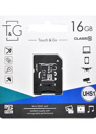 КАРТА ПАМЯТИ T&G; MICROSDHC (UHS-1) 16 GB CLASS 10 с адаптером...