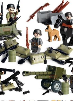 Фигурки человечки военные немцы с пушкой вторая мировая война