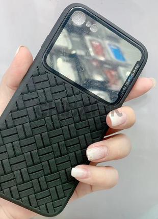Чехол с переплетом и зеркалом для iPhone XR Черный/Black