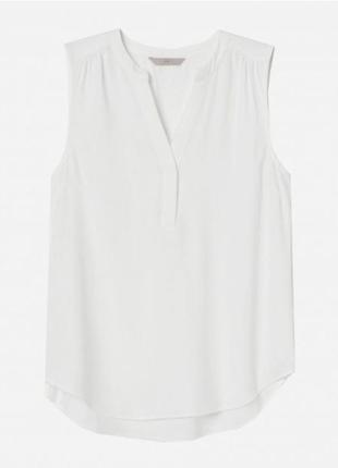 Белая блуза h&m без рукавов с v образным вырезом