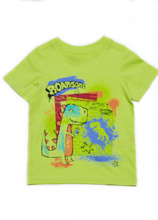 Світло-зелена футболка із динозаврами nutmeg на хлопчика 1-1,5...