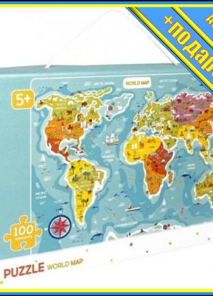 * Пазлы "Карта мира", 100 элементов (английский язык) TS-11266...