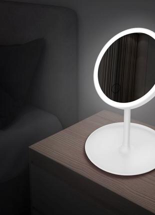 Настольное круглое зеркало для макияжа c LED подсветкой для ма...