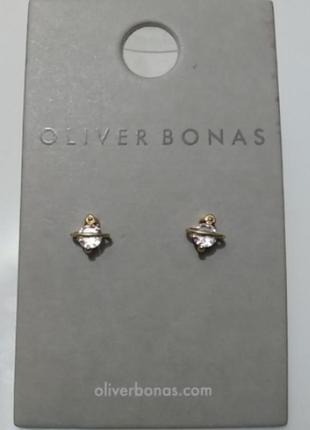 Oliver bonas сережки пусети з кристалом  срібло 925 проба