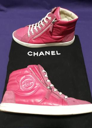 High top leather sneakers chanel