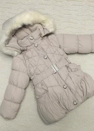 Детская зимняя удлинённая куртка пальто на девочку 92-116