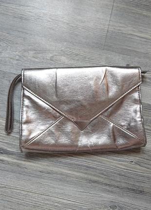 Красивая женская сумка клатч конверт цвет металлик