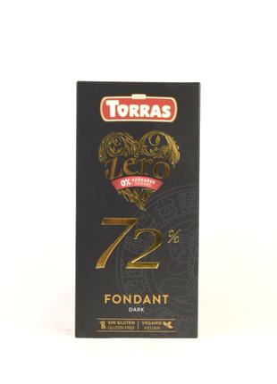 Шоколад черный 72% какао без сахара и глютена Torras Zero 100г...