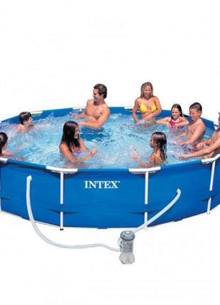 Каркасный семейный круглый бассейн (366*76 см) Intex с фильтр-...