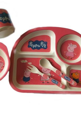 Набор детской посуды из волокна бамбука Bamboo Fibre kids set ...