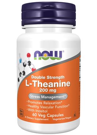 Аминокислота NOW L-Theanine 200 mg, 60 вегакапсул