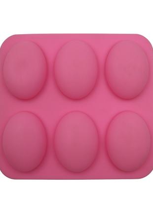 Силиконовая форма CUMENSS AI-O6 Pink для мыла овал на 6 ячеек