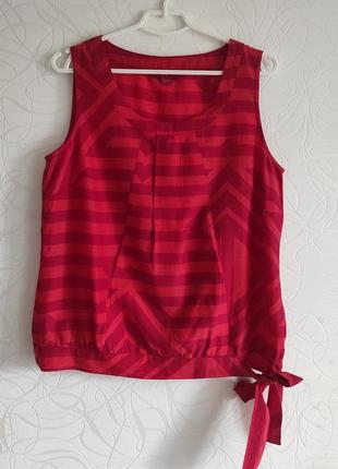 Яркая красно-оранжевая блузка шелк, коттон от monsoon, размер 16
