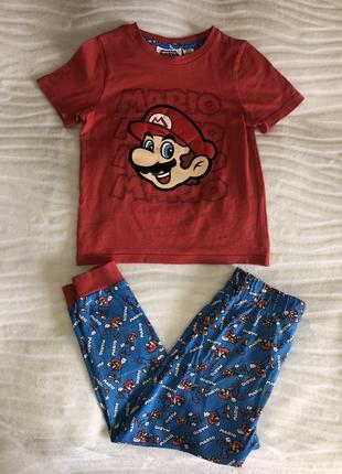 Летняя пижама super mario от primark на 3-4 года рост 104 см.