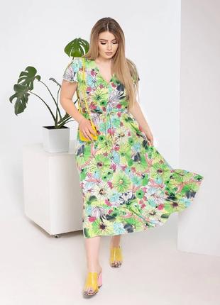 Женское летнее платье из штапеля в цветочном принте с 50 по 56...