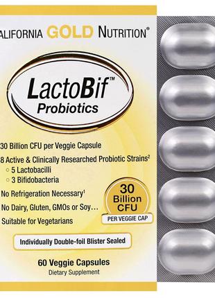 California Gold Nutrition. Пробиотики, Probiotic LactoBif, 30 ...