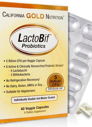 Пробіотики, Probiotic LactoBif, 5 млрд, 60 капсул. California ...
