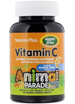 Nature's Plus, вітамін C, без цукру, смак натурального апельси...