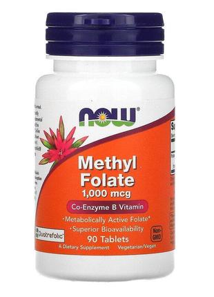 Now Foods, вітамін В9, метілфолат 1000 мкг, 90 таблеток