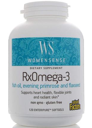 Natural Factors, WomenSense, RxOmega-3, 120 м’яких таблеток En...