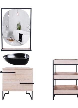 Комплект меблів для ванної Qtap тумба + раковина + дзеркало + ...