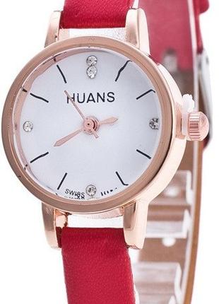 Женские часы Huans красные на тонком ремешке