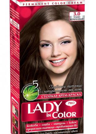 Lady in color краска для волос №3.0 Темно - коричневый