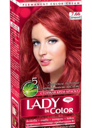 Lady in color фарба для волосся №7.66 Гранат