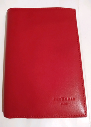 Гаманець шкіряний вінтажний FREDERIC Paris червоний 15×10,5см