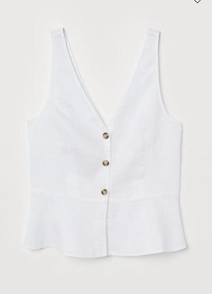 Блузка с v-образным вырезом из льна без рукавов h&m