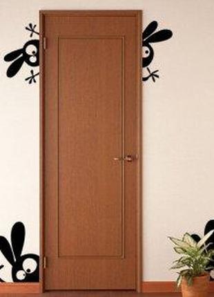 Виниловые наклейки " Зайки на двери " 75х60 см