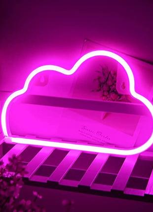 Настінний неоновий світильник нічник Хмара хмаринка рожевий