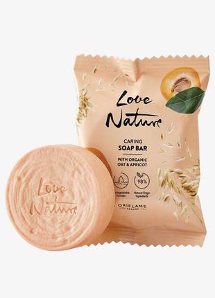 Ухаживающее мыло с органическим овсом и абрикосом Love Nature